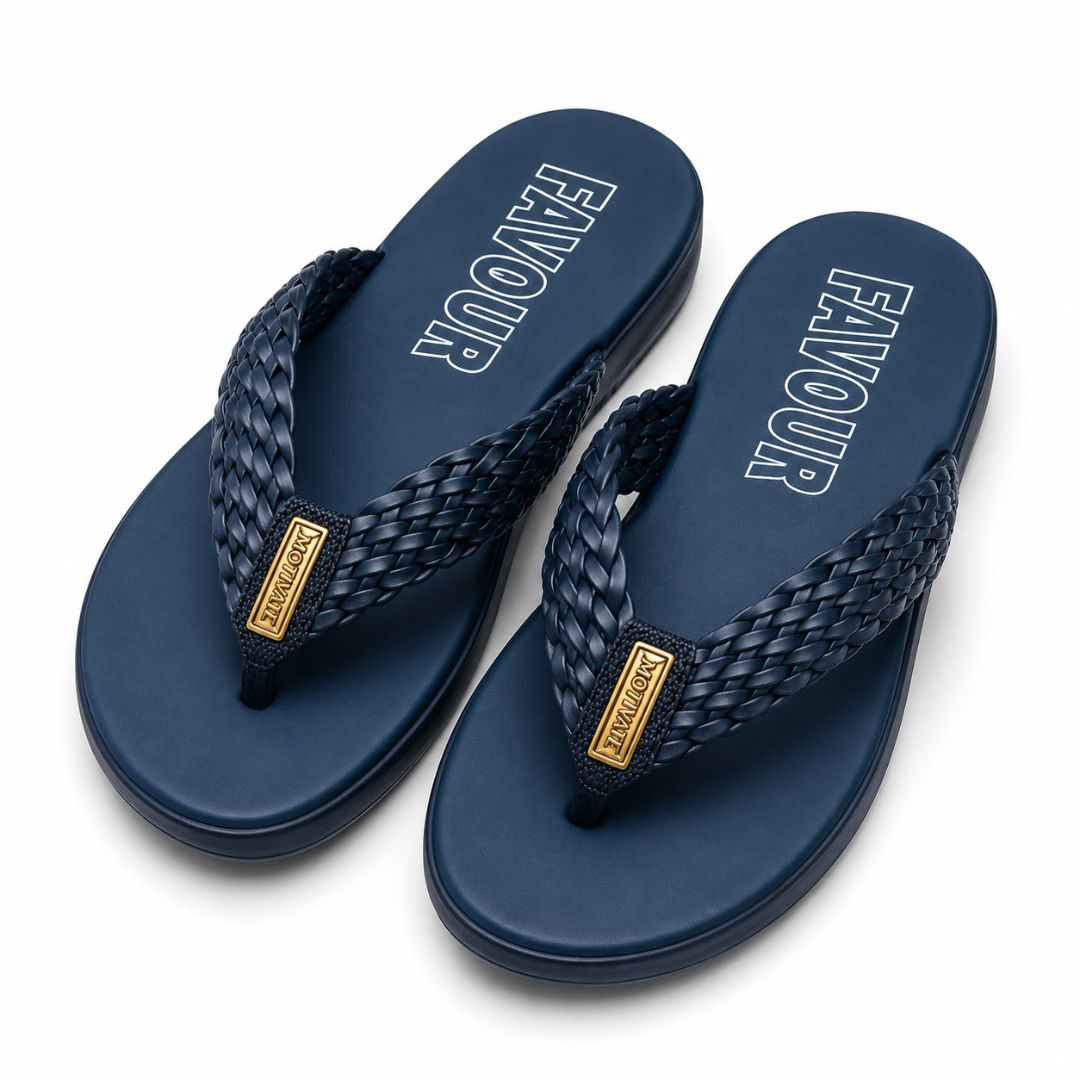 Mens Black Strap Sandals with Braided Design
